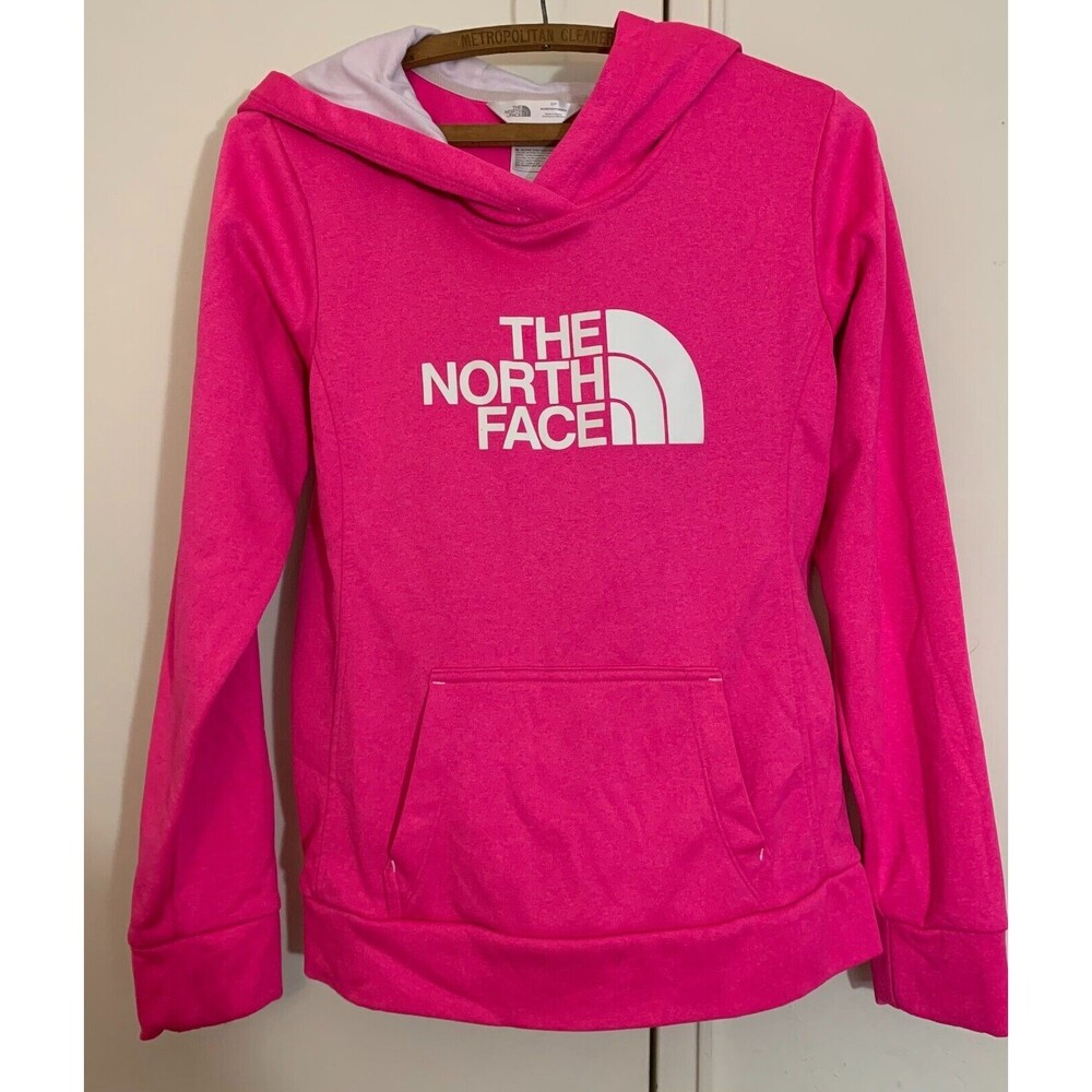 The North Face Hoodie Women's Small Hot Pink White 100% Polyester Sweatshirt